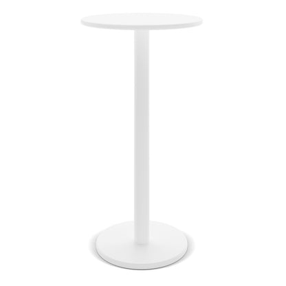 Luzon Aluminium Indoor & Outdoor Bar Table White with round top, pedestal base, and sleek design, suitable for various settings, combining modern style and functionality in a versatile furniture piece.