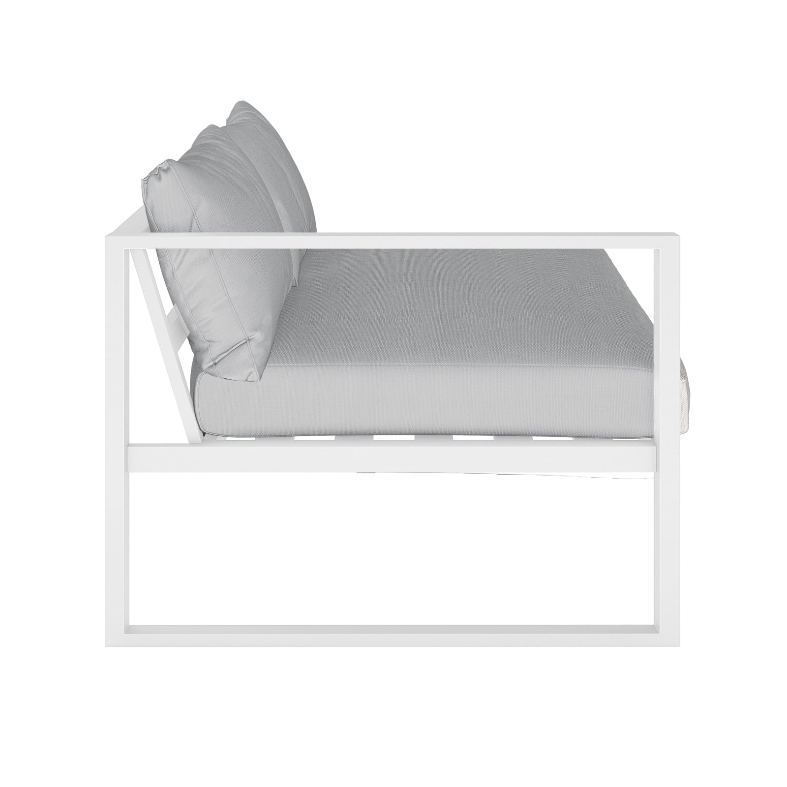 Moana 6-Seater Aluminium Outdoor Corner Sofa Lounge Set Light Grey, showcasing a sleek, modern design with a sturdy aluminium frame and plush cushions, perfect for enhancing any outdoor living area.