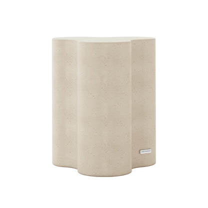 Odalys Indoor Outdoor Concrete Side Table, front view, Antique White, contemporary design
