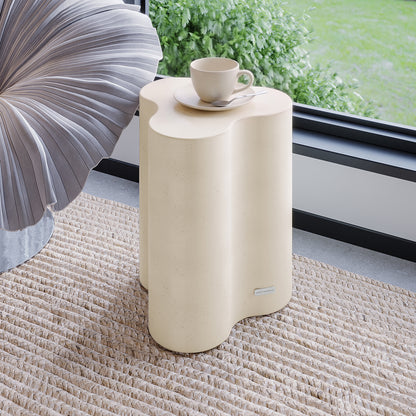 Odalys Antique White Concrete Side Table styled in a modern living room, ideal for indoor outdoor use - Lifestyle