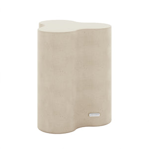Odalys Curved Concrete Outdoor Side Table in Antique White