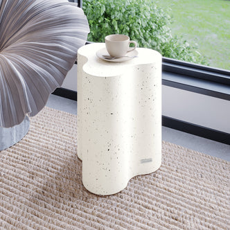 Odalys Terrazzo Concrete Side Table styled in a modern living room, ideal for indoor outdoor use - Lifestyle