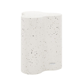 Side profile of Odalys Terrazzo Indoor Outdoor Concrete Side Table, minimalist wavy design