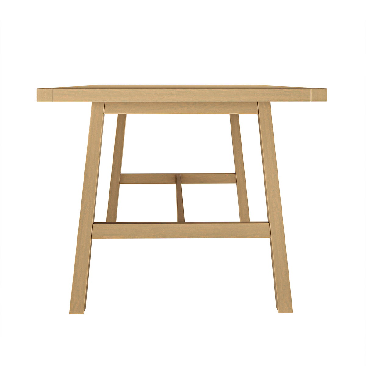 Close-up of the Pangee 6-Seater Timber Outdoor Dining Set showcasing its sleek wooden table surface and sturdy wooden frame, ideal for stylish Mediterranean-inspired outdoor dining.