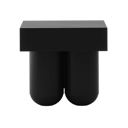 Rissa Indoor & Outdoor Cone Base Concrete Side Table Black with a square tabletop and four cone-shaped legs, showcasing a sleek, modern design suitable for both indoor and outdoor use.