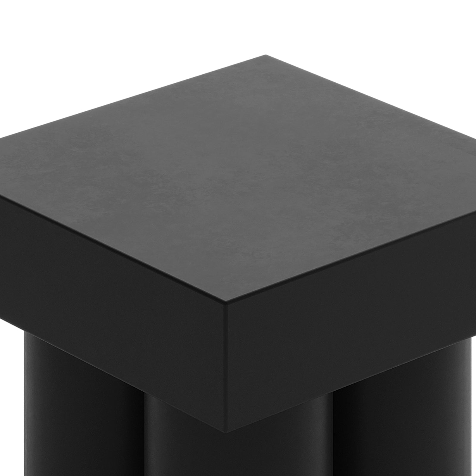 Rissa Indoor & Outdoor Cone Base Concrete Side Table Black with a sleek square tabletop and sturdy cone-shaped legs, showcasing a modern design ideal for versatile indoor or outdoor use.