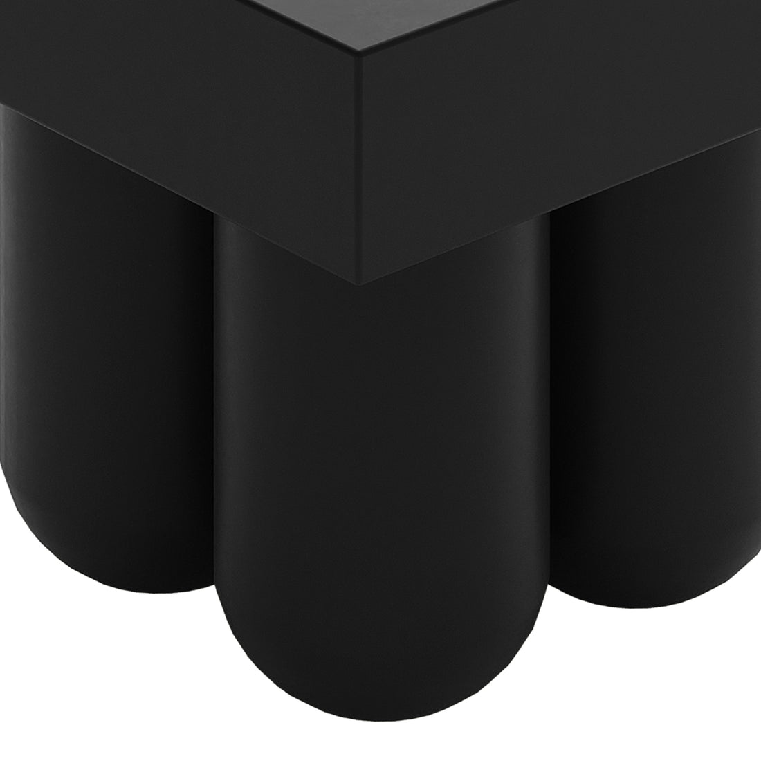 Rissa Indoor & Outdoor Cone Base Concrete Side Table Black featuring a sleek square top and four cone legs, crafted from robust concrete, blending modern design with durability for versatile indoor or outdoor use.