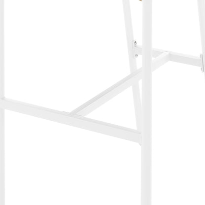 Tablas PE Wicker Outdoor Bar Stool Natural Set of 2 features a modern design with a yellow seat atop white legs, showcasing its sculptural appeal and versatile use for indoor and outdoor settings.