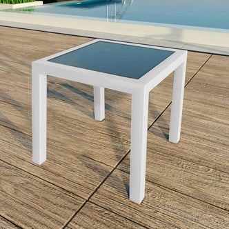 Utila Aluminium Outdoor Side Table - White - Lifestyle