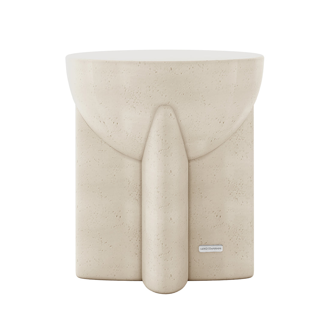 Valencia Indoor Outdoor Concrete Side Table front view, Antique White, modern design