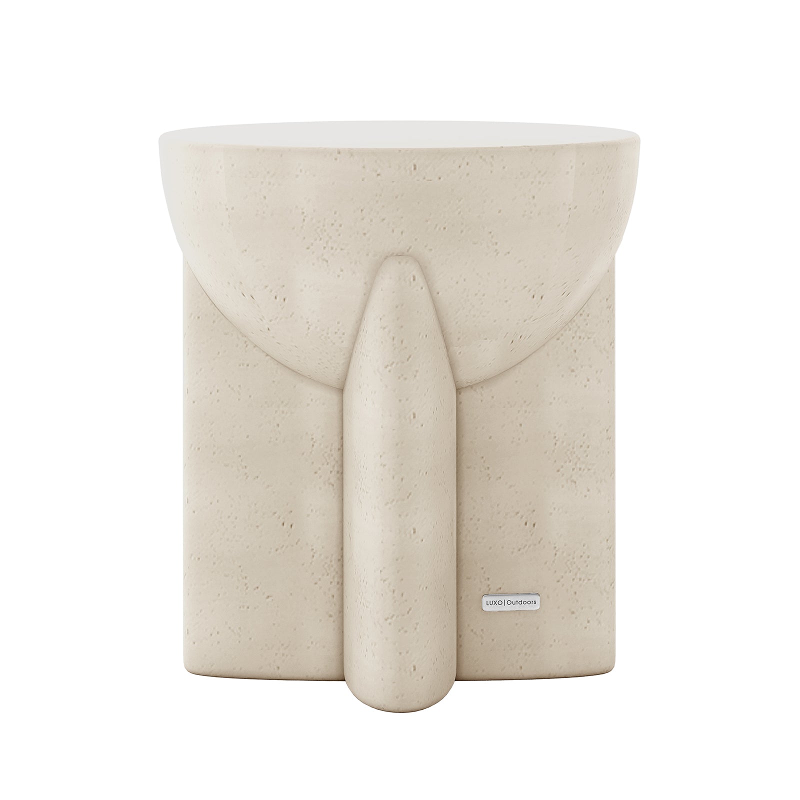 Valencia Indoor Outdoor Concrete Side Table front view, Antique White, modern design