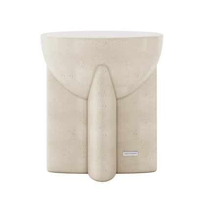 Valencia Indoor Outdoor Concrete Side Table front view, Antique White, modern design