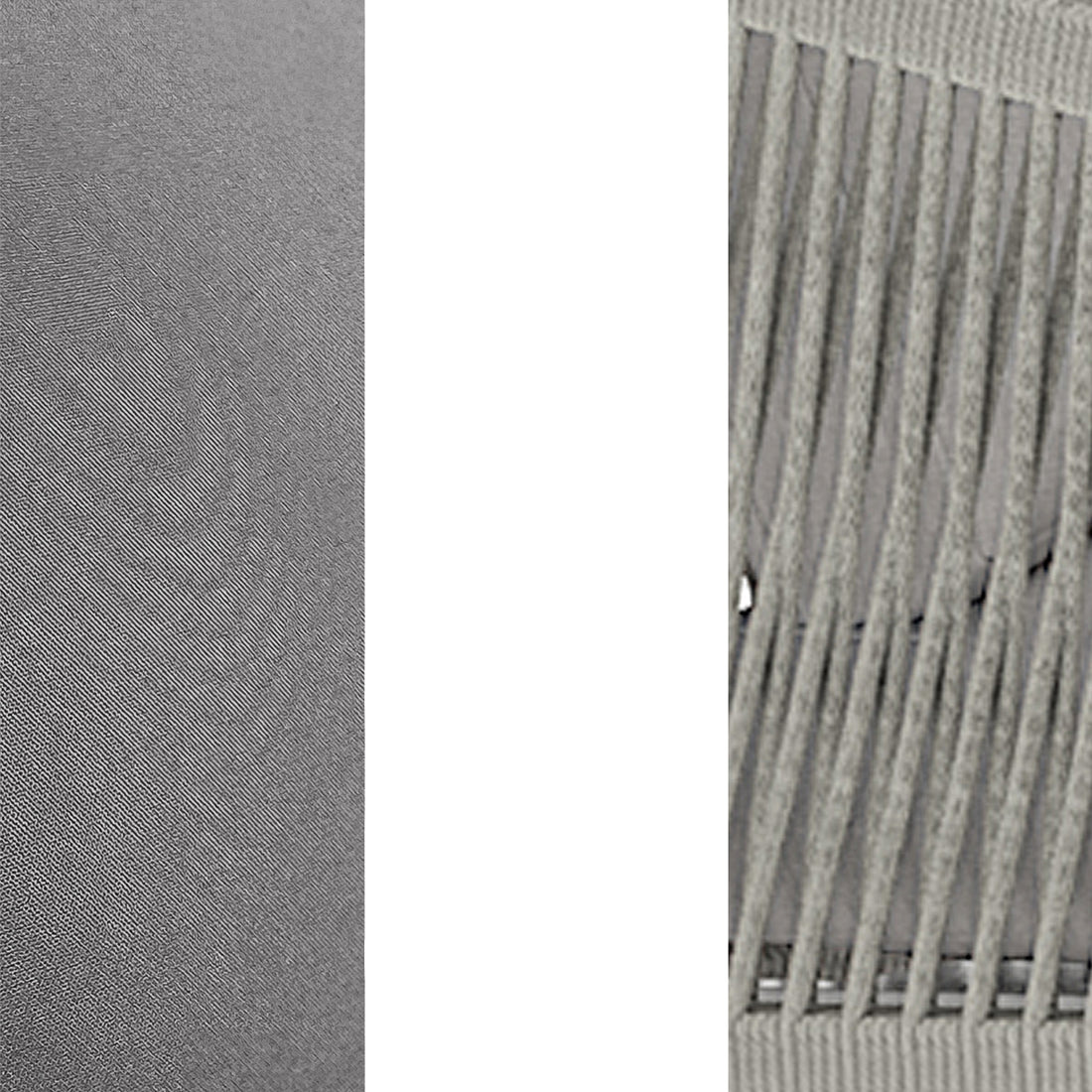 Close-up of grey fabric from the Vernon 4pc Rattan 6-Seater Aluminum Outdoor Lounge Set, highlighting its abstract monochrome pattern, part of a sleek, modern outdoor furniture design.