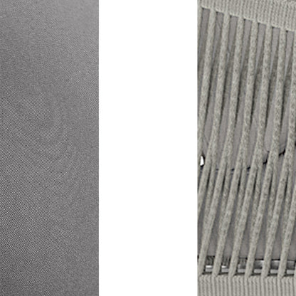 Close-up of grey fabric from the Vernon 4pc Rattan 6-Seater Aluminum Outdoor Lounge Set, highlighting its abstract monochrome pattern, part of a sleek, modern outdoor furniture design.