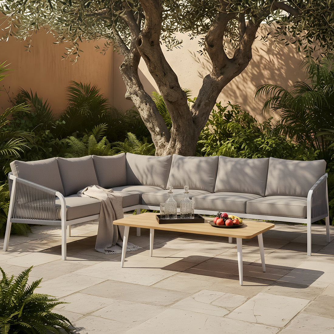 Vernon 6 Seater Aluminium Outdoor Lounge Set in Grey