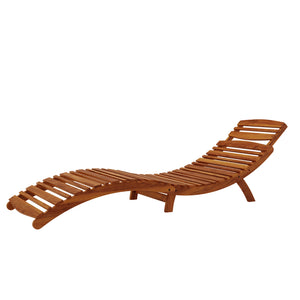 Wave Hardwood Acacia Foldable Outdoor Sun Lounger in Natural