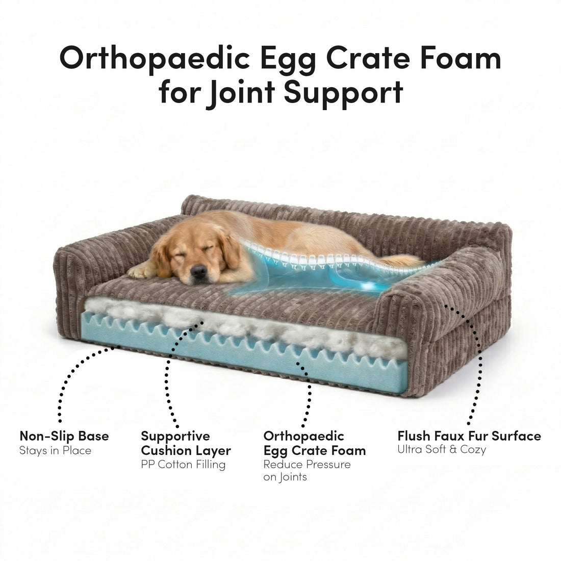 Barnaby Medium Orthopaedic Corduroy Dog Bed in Brown