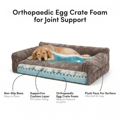 Barnaby Medium Orthopaedic Corduroy Dog Bed in Brown