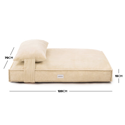 Close-up of the Dax Extra Large Corduroy Dog Bed showcasing its plush texture and bolstered sides, designed for large breeds seeking comfort and support.