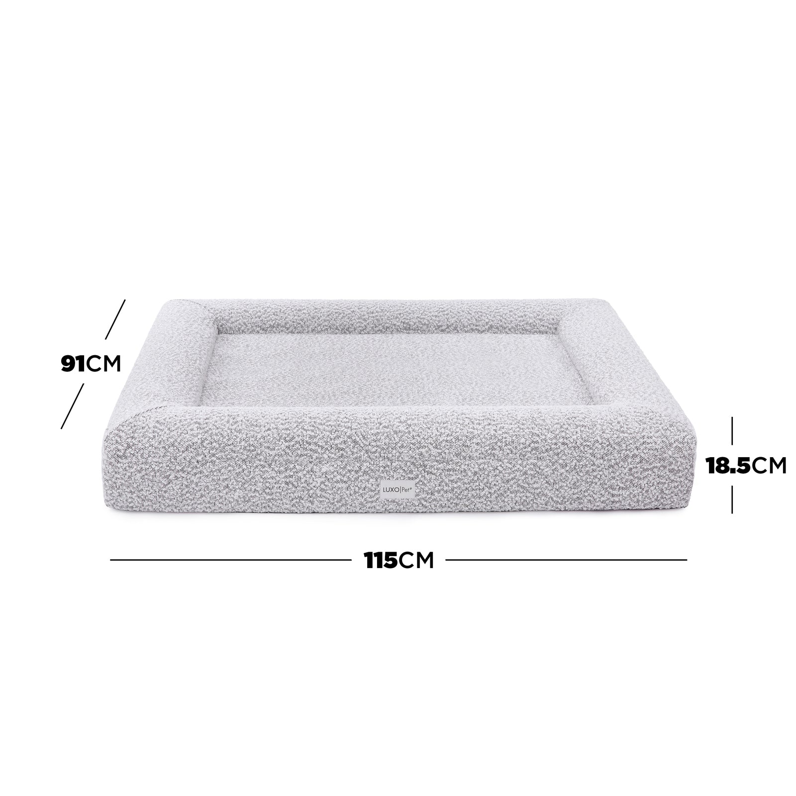 Tyro Luxe Large Orthopedic Pet Bed features a rectangular shape with visible high-density memory foam, designed for large dogs. The bed showcases a sleek finish, emphasizing comfort and style.