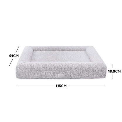 Tyro Luxe Large Orthopedic Pet Bed features a rectangular shape with visible high-density memory foam, designed for large dogs. The bed showcases a sleek finish, emphasizing comfort and style.