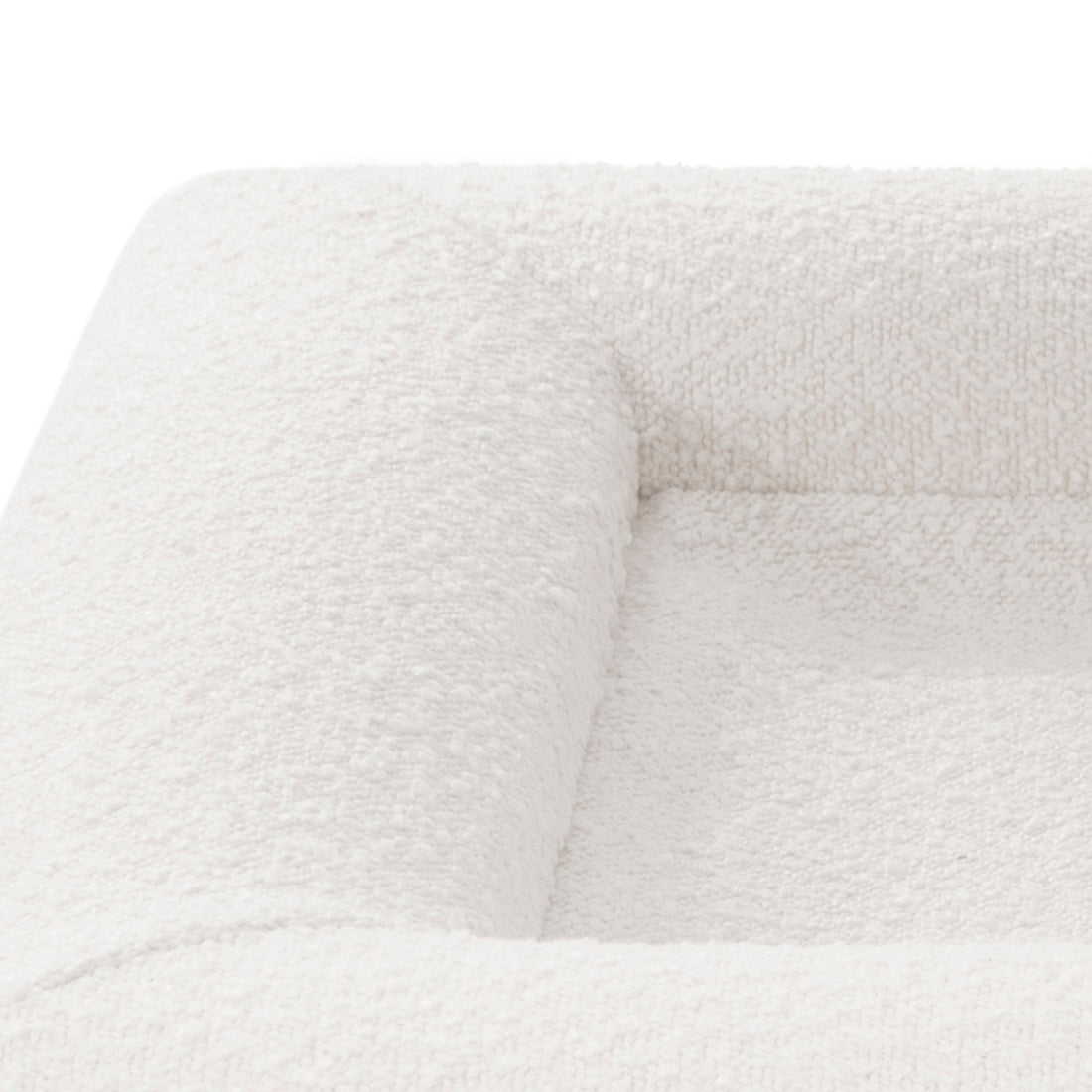 Close-up of the Tyro Luxe Large Orthopedic Pet Bed in Light Beige, showcasing its textured boucle fabric and supportive dual-layer memory foam.