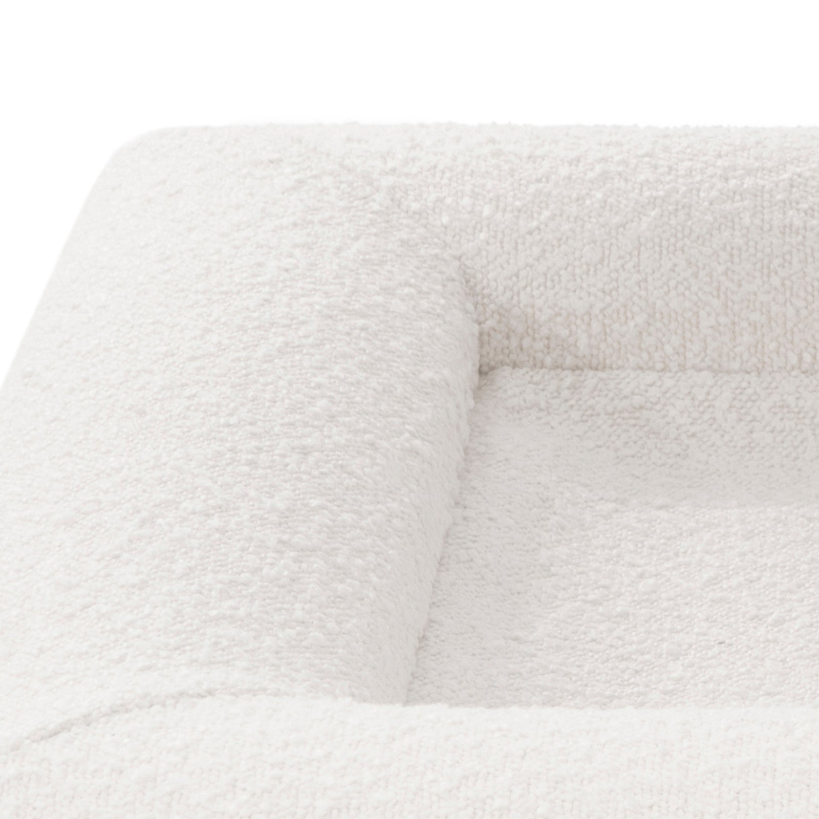Close-up of the Tyro Luxe Large Orthopedic Pet Bed in Light Beige, showcasing its textured boucle fabric and supportive dual-layer memory foam.