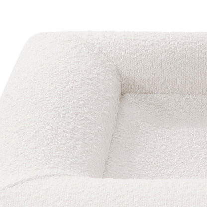 Close-up of the Tyro Luxe Large Orthopedic Pet Bed in Light Beige, showcasing its textured boucle fabric and supportive dual-layer memory foam.