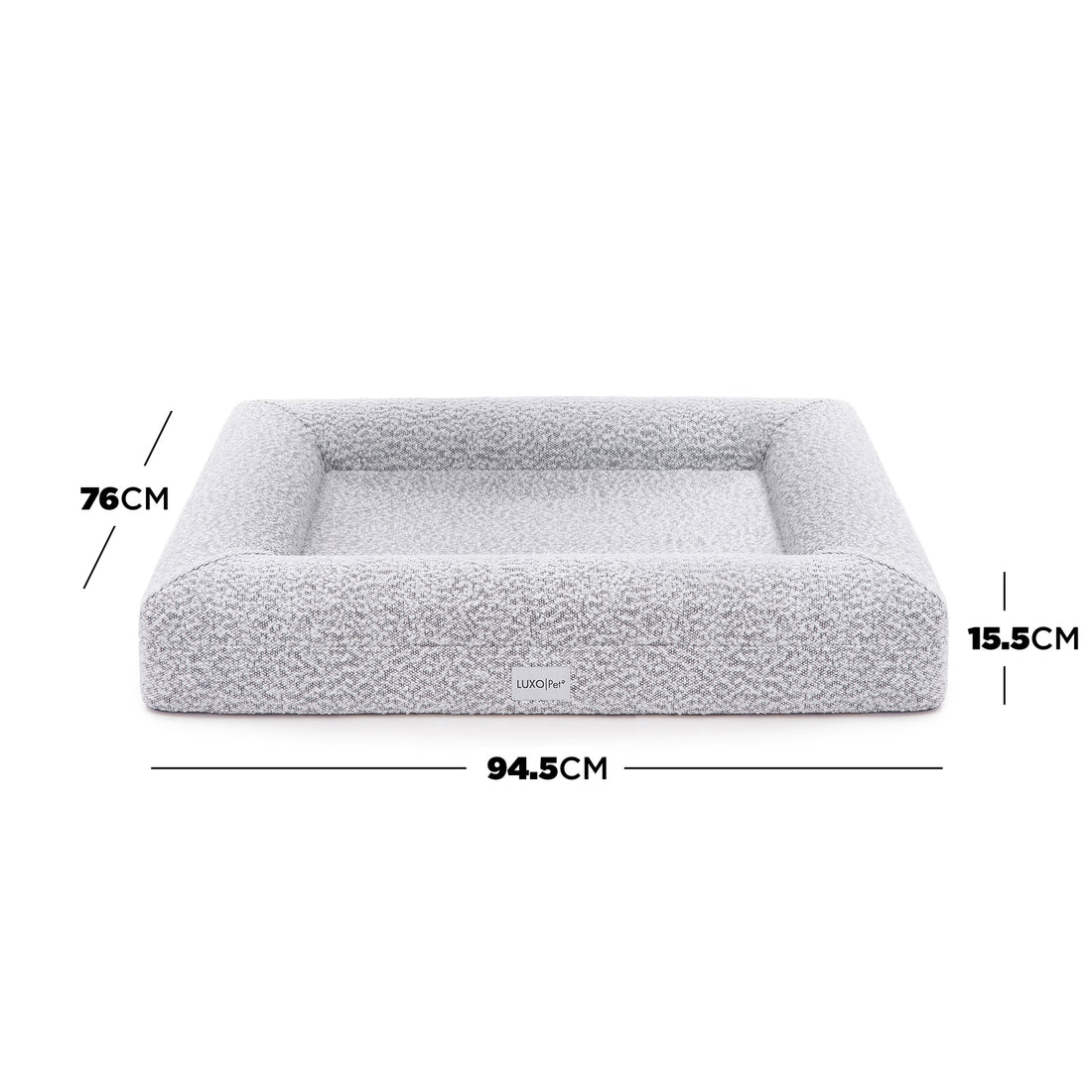 Close-up of the Tyro Luxe Medium Orthopedic Pet Bed – Black & White, showcasing its textured boucle fabric and cushioned structure, designed for medium-sized pets' comfort and joint support.