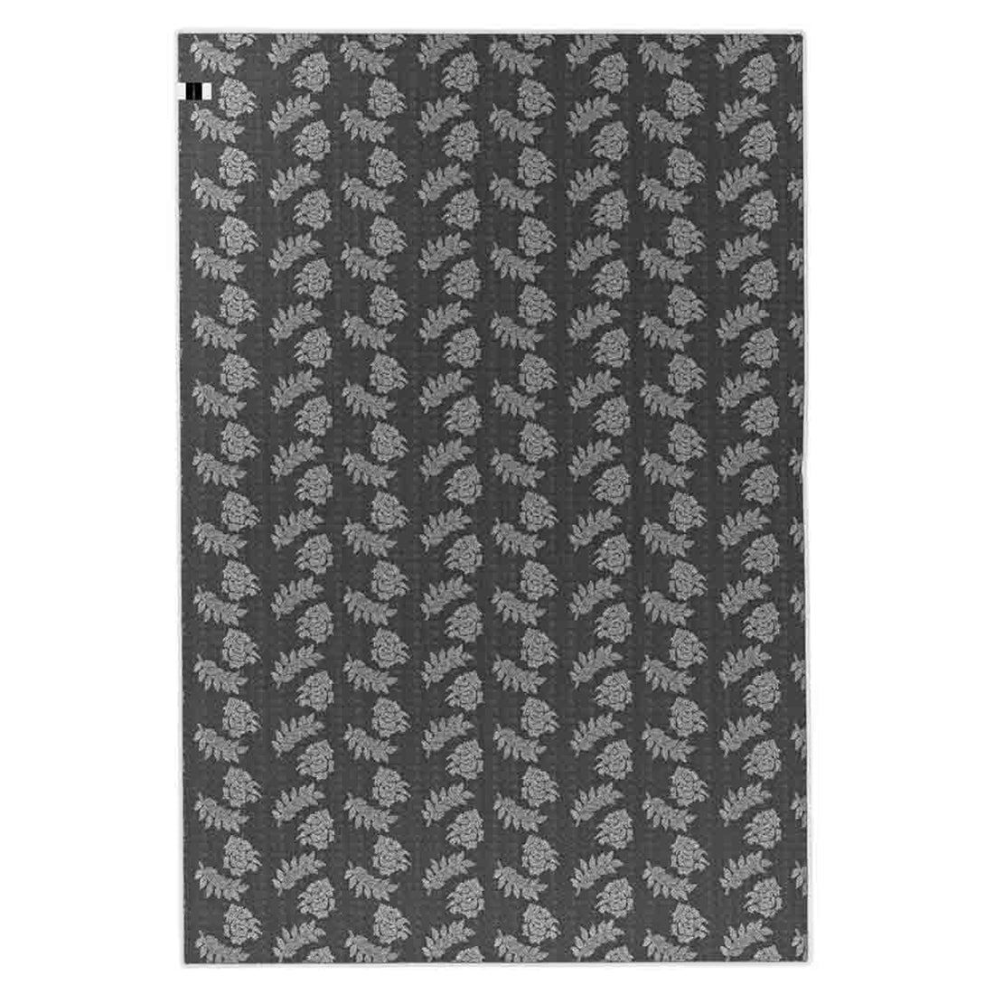 Ariza 200cmx300cm Large Persian Silky Indoor Floor Rug with a repeating floral-vine motif, featuring intricate flower and leaf clusters arranged in vertical stripes, set against a dark background.