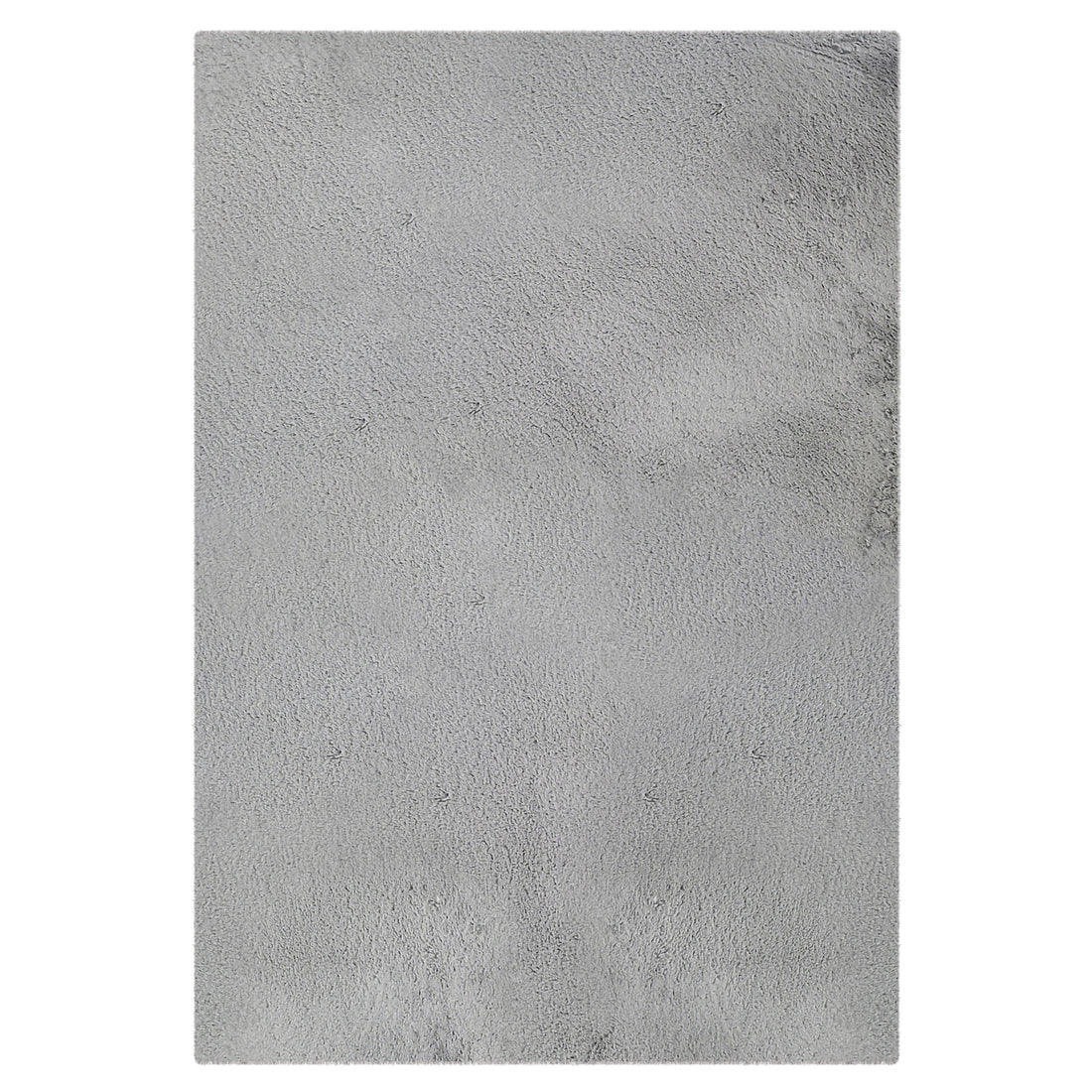 Azaliya 120x180cm Faux Rabbit Fur Floor Rug in Silver, showcasing a plush, rectangular, grey surface with a soft, textured nap, embodying modern style and luxurious comfort.