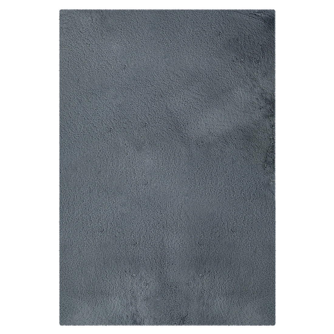 Azaliya Dark Grey Faux Rabbit Fur Rug 160x230cm, featuring a slightly shaggy texture. This rectangular rug is laid out flat, showcasing its medium-pile thickness and luxurious, modern appearance against a white background.