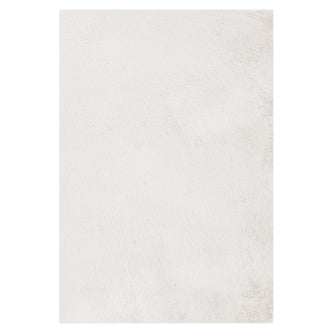 Azaliya 160x230cm Faux Rabbit Fur Floor Rug in Cream White, showcasing a uniform, off-white, textured surface resembling a plush, slightly fuzzy rug, ideal for minimalist and modern interiors.