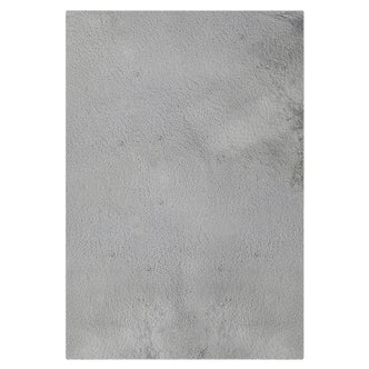 Azaliya 200x300cm Faux Rabbit Fur Floor Rug in Silver, showcasing a plush, light-grey, shaggy textile surface, resembling a luxurious, modern-style area rug, ideal for adding comfort and elegance to contemporary spaces.