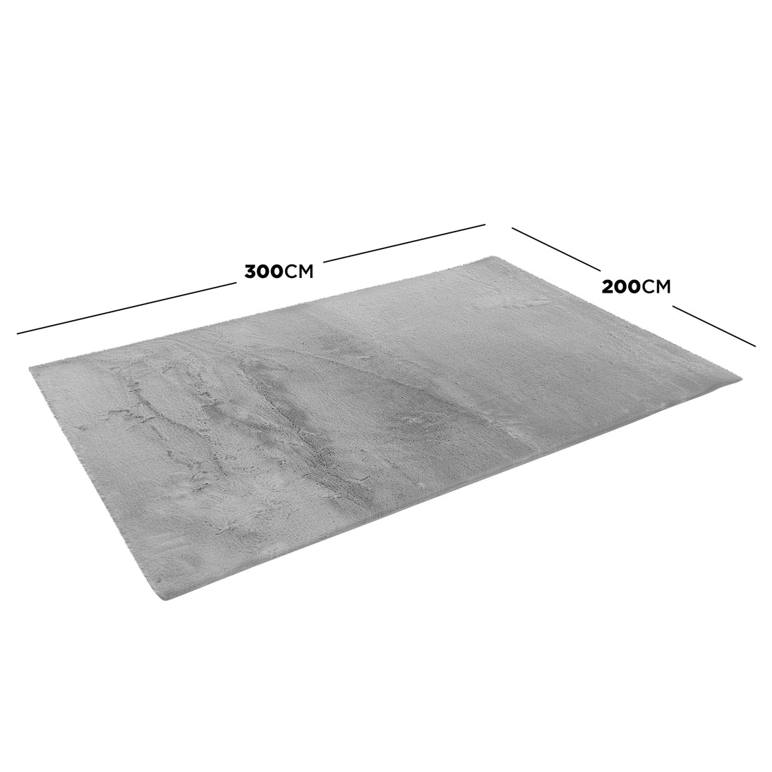 Azaliya 200x300cm Faux Rabbit Fur Floor Rug in Silver, showcasing a plush, light-grey shag texture, rectangular shape, ideal for adding chic luxury and cosiness to modern interiors.