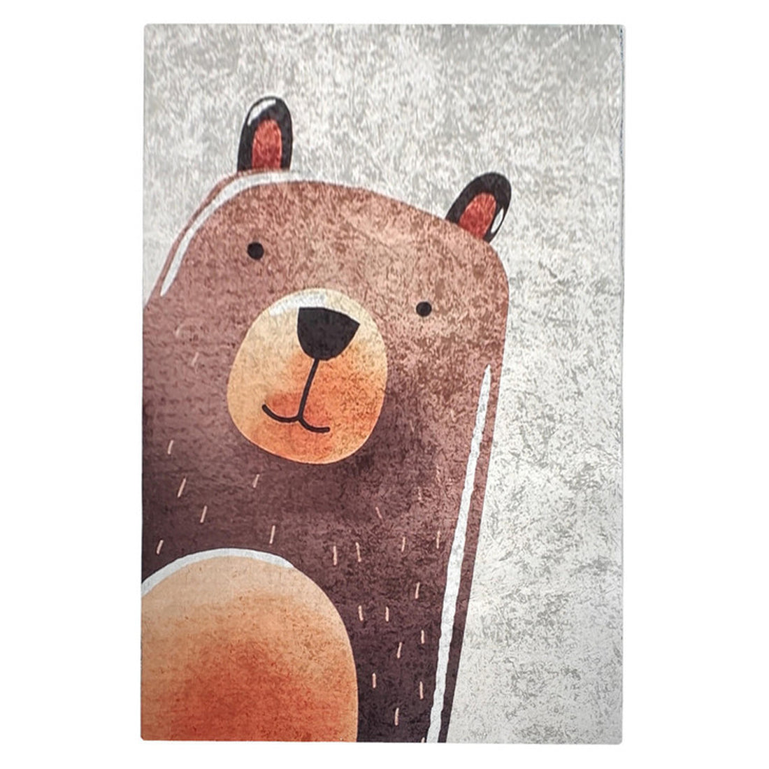The Happy Bear Kids Rug 120x180cm features a cartoon bear illustration, ideal for a child's room. Its soft texture and anti-slip backing make it perfect for play areas.