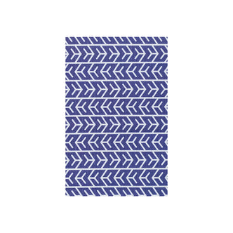 Carey 45x75cm Outdoor Doormat in White & Indigo features a repeating white chevron pattern on a blue background, showcasing an abstract design perfect for enhancing modern indoor or outdoor spaces.