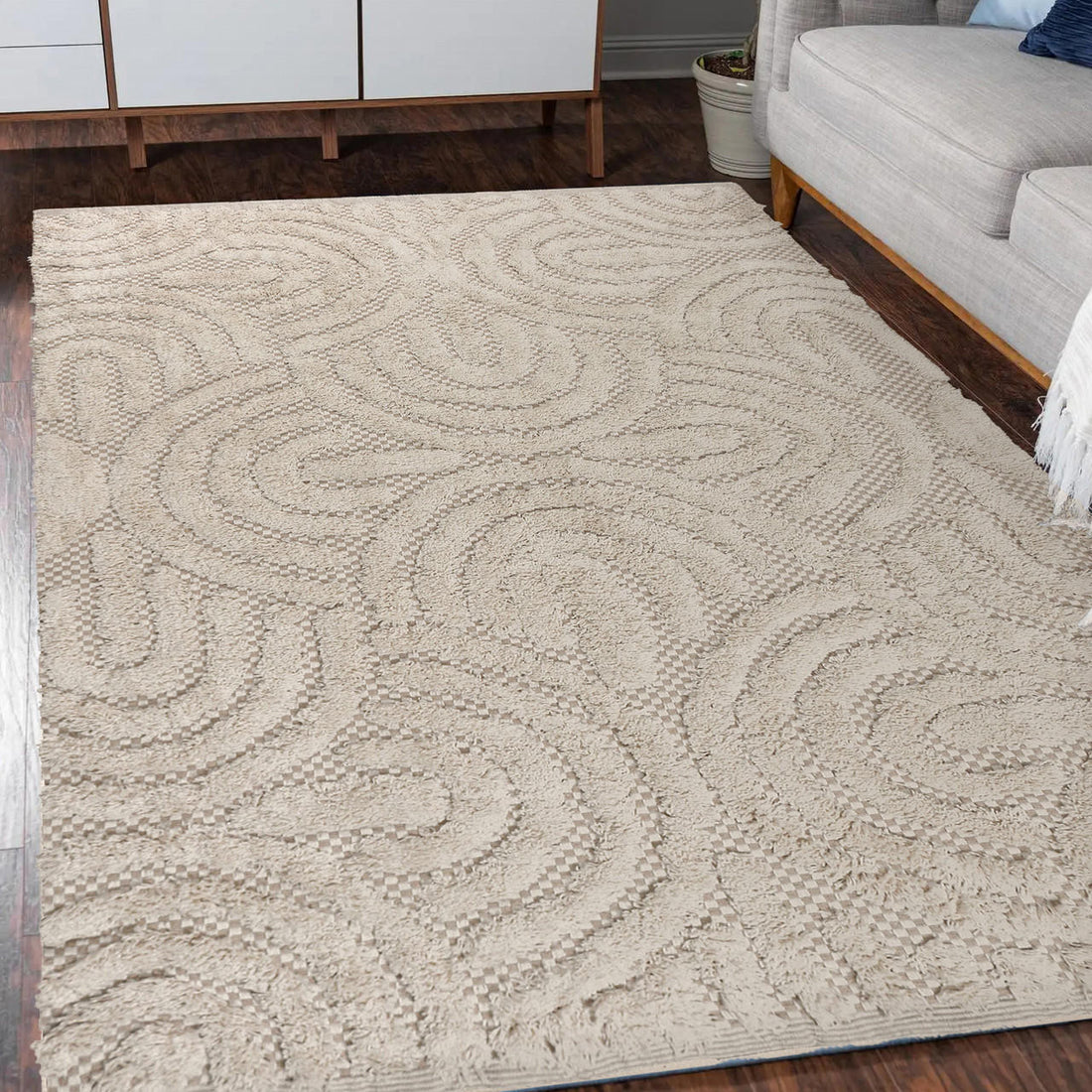 Cecil Modern Cotton Blend Floor Shag Rug - 120X180 - Lifestyle