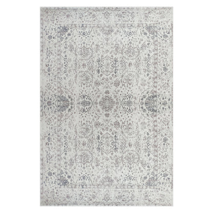 Cesco 200x300cm Polyester Persian Printed Indoor Floor Rug featuring a distressed cream base with faded medallion and floral motifs in grey and taupe, surrounded by a thin, aged border.