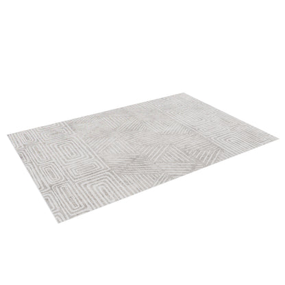 Duved 200x300cm Large Contemporary Indoor Floor Rug with a geometric pattern of concentric rectangles and diagonal line-filled triangles, offering a modern touch for any interior space.