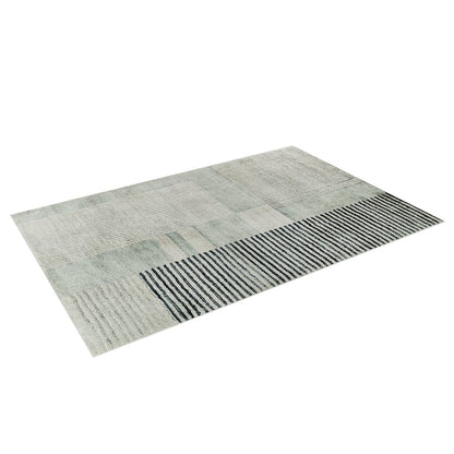 Elimas Soft Contemporary Printed Rug 160x230cm features a close-up view highlighting its 12mm pile and modern pattern, showcasing durable polyester texture with an anti-slip backing suitable for any room.
