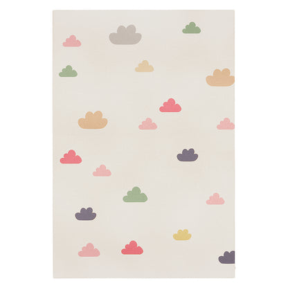Evane 120x180cm Kids Cloud Modern Indoor Floor Rug features a cream surface adorned with pastel-colored cloud shapes, creating a playful and cozy atmosphere for children's rooms, enhancing any space with comfort and style.