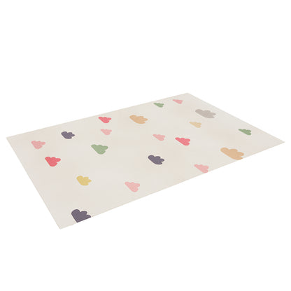 Evane 120x180cm Kids Cloud Modern Indoor Floor Rug features a cream surface with pastel cloud-like shapes, creating a playful and cozy atmosphere, perfect for children's spaces with anti-slip backing for safety.