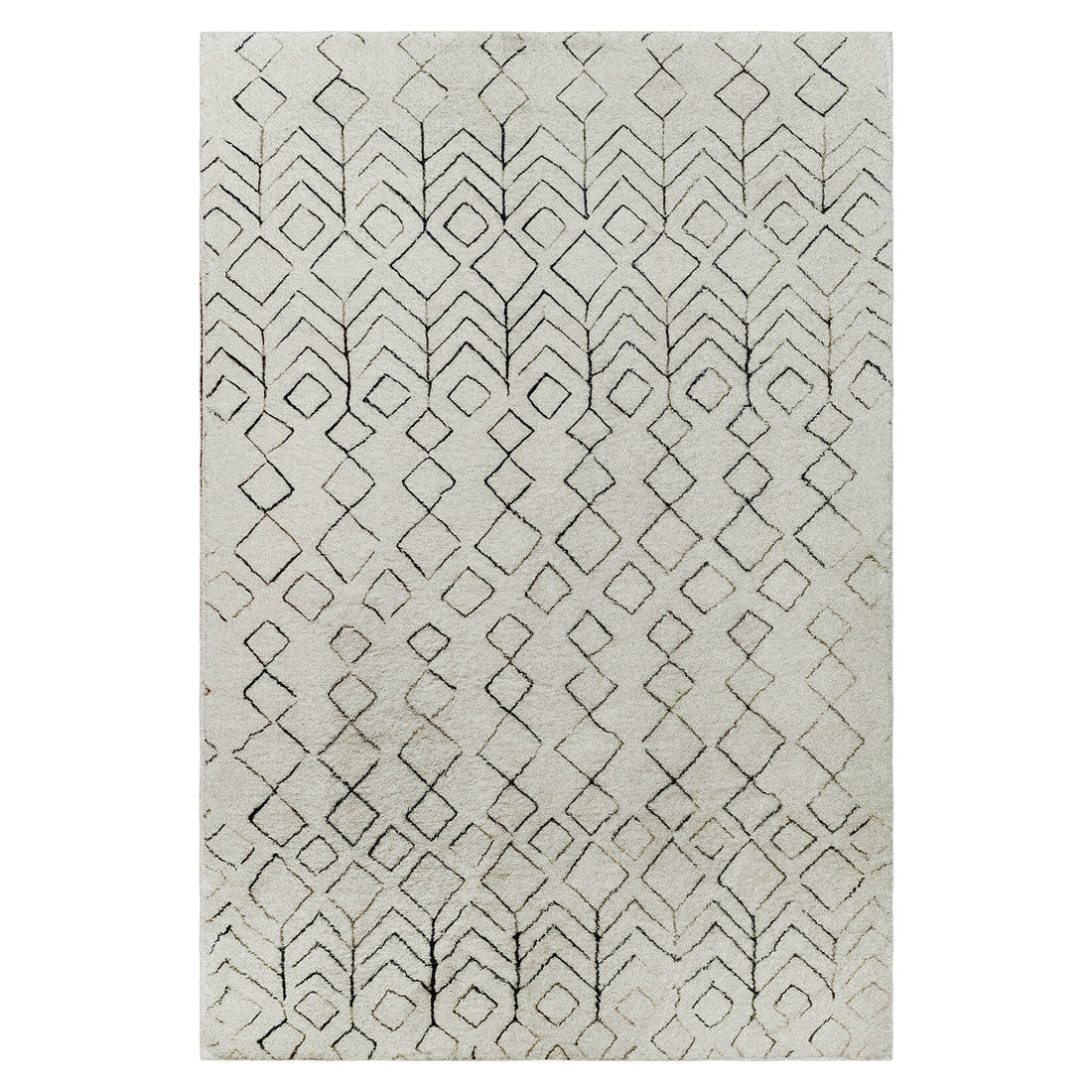 Hepirus Soft Contemporary Printed Rug 200x300cm features a symmetrical, patterned design. The close-up highlights its texture, emphasizing the durable, easy-care polyester material and anti-slip backing suitable for modern interiors.