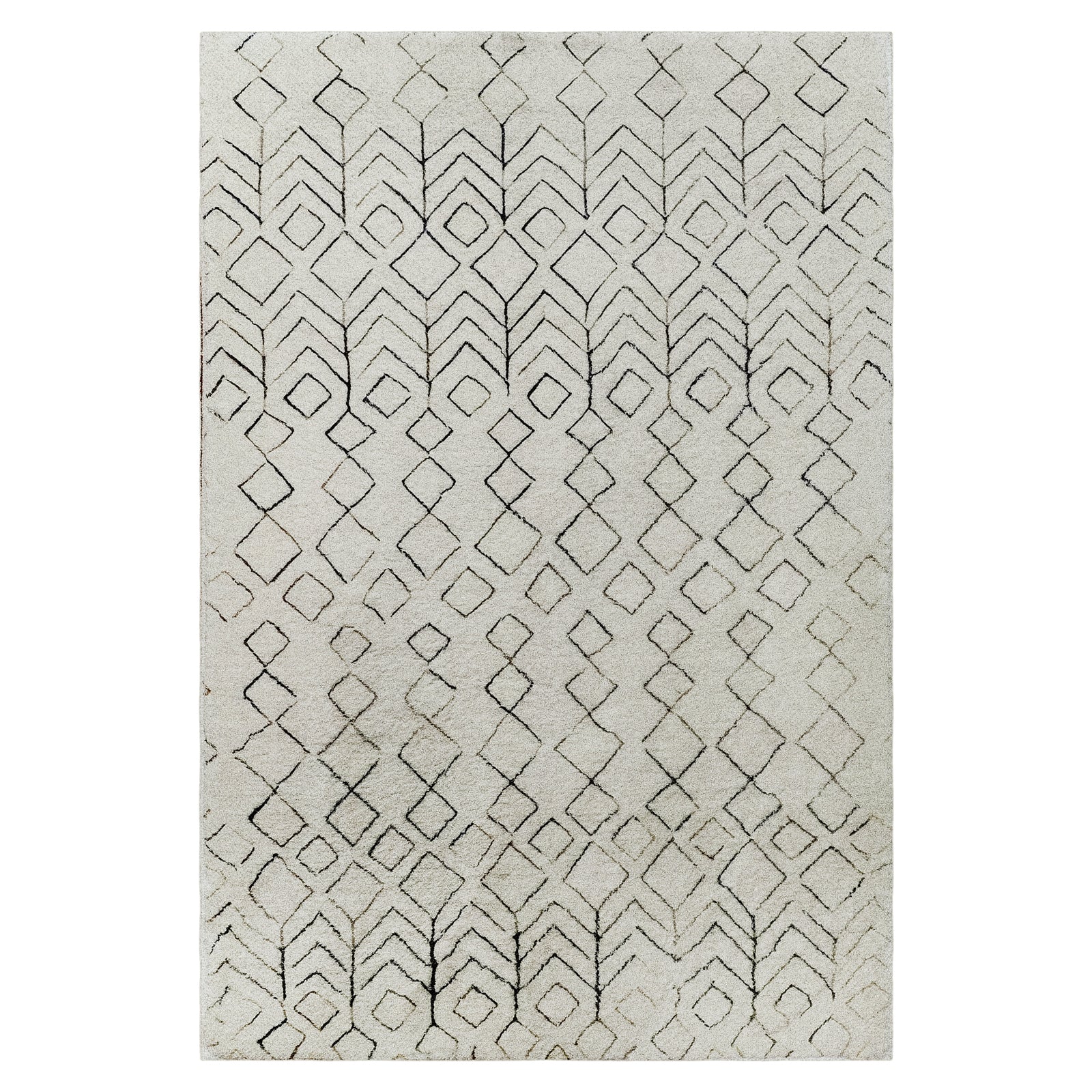 Hepirus Soft Contemporary Printed Rug 200x300cm features a symmetrical, patterned design. The close-up highlights its texture, emphasizing the durable, easy-care polyester material and anti-slip backing suitable for modern interiors.