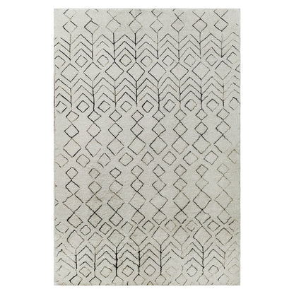 Hepirus Soft Contemporary Printed Rug 200x300cm features a symmetrical, patterned design. The close-up highlights its texture, emphasizing the durable, easy-care polyester material and anti-slip backing suitable for modern interiors.