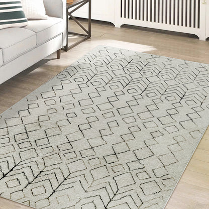 Hepirus Soft Contemporary Printed Rug 200x300cm showcased on a floor, displaying its soft texture and intricate pattern, ideal for modern decor.