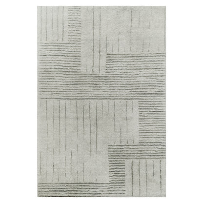 Close-up of the Jabeza Soft Contemporary Printed Rug 160x230cm, showcasing its detailed modern pattern and soft 12mm pile texture, highlighting its suitability for various home spaces.