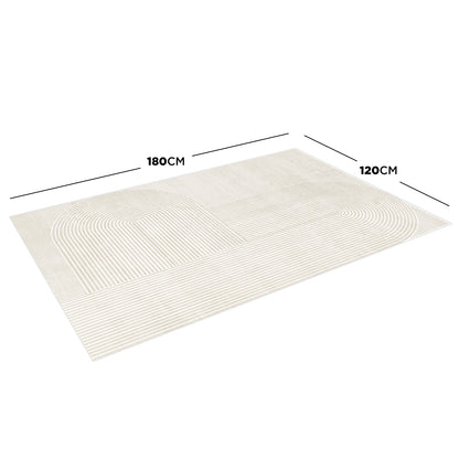 Krokom 120x180cm Modern Abstract Indoor Floor Rug, pale-cream with subtle linear arch pattern, displayed on white background, showcasing its lightweight, rectangular design ideal for contemporary and minimalist interiors.
