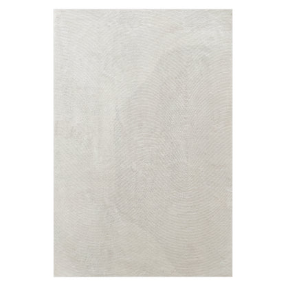 Lita 160x230cm Polyester Tufted Modern Abstract Rug featuring a light-beige textured surface with subtle swirl patterns, providing a soft, stylish addition to any room.